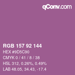 カラーコード: RGB 157 92 144 | qconv.com