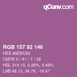 カラーコード: RGB 157 92 146 | qconv.com