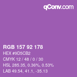 カラーコード: RGB 157 92 178 | qconv.com