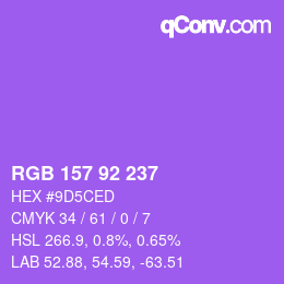 颜色代码: RGB 157 92 237 | qconv.com