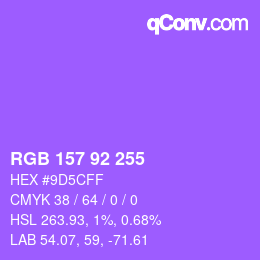 颜色代码: RGB 157 92 255 | qconv.com