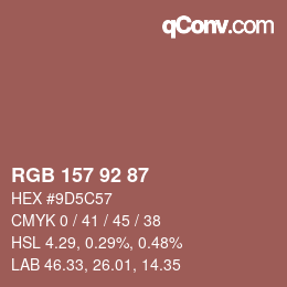 Color code: RGB 157 92 87 | qconv.com