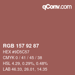 カラーコード: RGB 157 92 87 | qconv.com