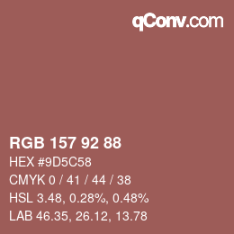 Color code: RGB 157 92 88 | qconv.com