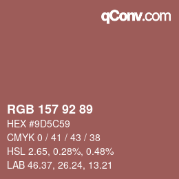 颜色代码: RGB 157 92 89 | qconv.com