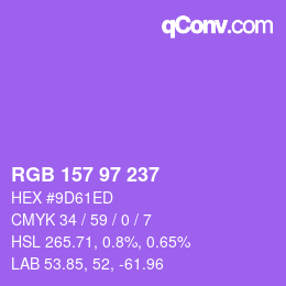 Color code: RGB 157 97 237 | qconv.com