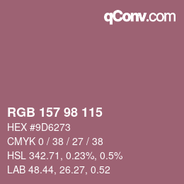 颜色代码: RGB 157 98 115 | qconv.com