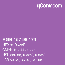 カラーコード: RGB 157 98 174 | qconv.com