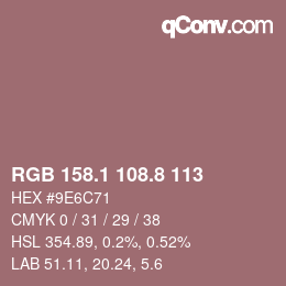 Color code: RGB 158.1 108.8 113 | qconv.com