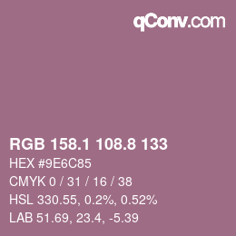 カラーコード: RGB 158.1 108.8 133 | qconv.com