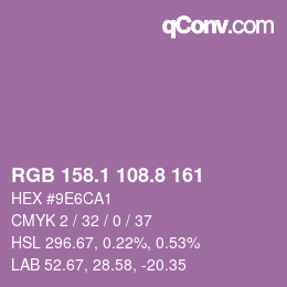 カラーコード: RGB 158.1 108.8 161 | qconv.com