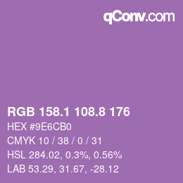 カラーコード: RGB 158.1 108.8 176 | qconv.com