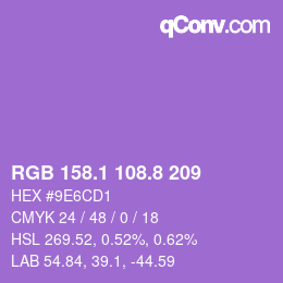 カラーコード: RGB 158.1 108.8 209 | qconv.com