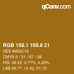 カラーコード: RGB 158.1 108.8 21 | qconv.com
