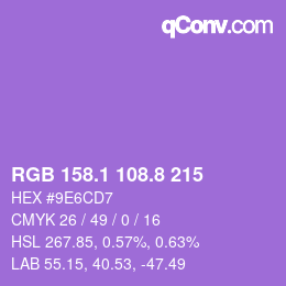 カラーコード: RGB 158.1 108.8 215 | qconv.com