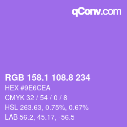 カラーコード: RGB 158.1 108.8 234 | qconv.com