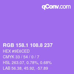 カラーコード: RGB 158.1 108.8 237 | qconv.com