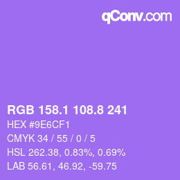 カラーコード: RGB 158.1 108.8 241 | qconv.com