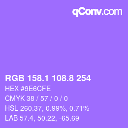 カラーコード: RGB 158.1 108.8 254 | qconv.com