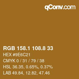 カラーコード: RGB 158.1 108.8 33 | qconv.com