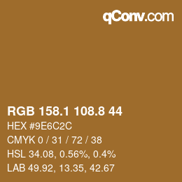 Color code: RGB 158.1 108.8 44 | qconv.com