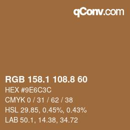 Color code: RGB 158.1 108.8 60 | qconv.com