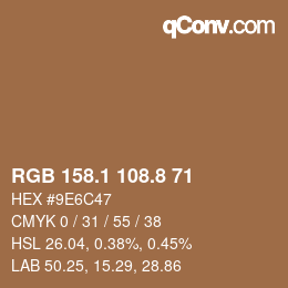 Color code: RGB 158.1 108.8 71 | qconv.com