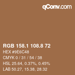 Farbcode: RGB 158.1 108.8 72 | qconv.com