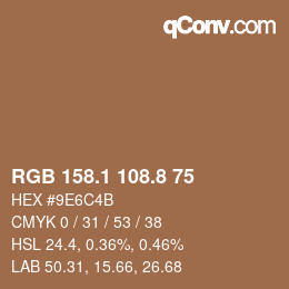 Color code: RGB 158.1 108.8 75 | qconv.com