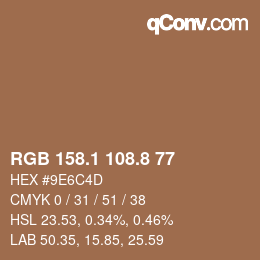 Color code: RGB 158.1 108.8 77 | qconv.com