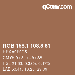 Color code: RGB 158.1 108.8 81 | qconv.com