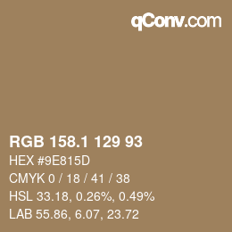 カラーコード: RGB 158.1 129 93 | qconv.com