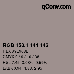 Color code: RGB 158.1 144 142 | qconv.com