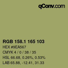 カラーコード: RGB 158.1 165 103 | qconv.com