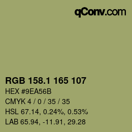 カラーコード: RGB 158.1 165 107 | qconv.com