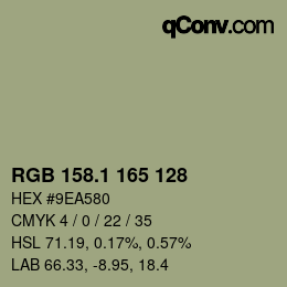 カラーコード: RGB 158.1 165 128 | qconv.com