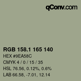 カラーコード: RGB 158.1 165 140 | qconv.com