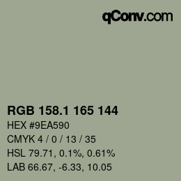 Color code: RGB 158.1 165 144 | qconv.com