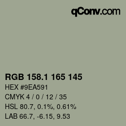 Color code: RGB 158.1 165 145 | qconv.com