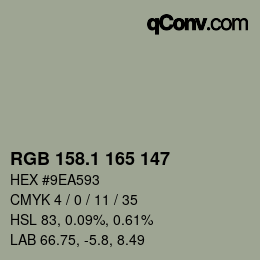カラーコード: RGB 158.1 165 147 | qconv.com