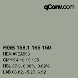 カラーコード: RGB 158.1 165 150 | qconv.com