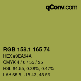 カラーコード: RGB 158.1 165 74 | qconv.com