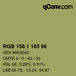カラーコード: RGB 158.1 165 96 | qconv.com