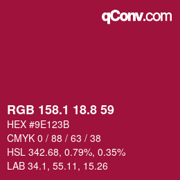 カラーコード: RGB 158.1 18.8 59 | qconv.com