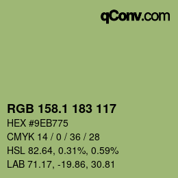 カラーコード: RGB 158.1 183 117 | qconv.com