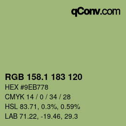 カラーコード: RGB 158.1 183 120 | qconv.com