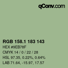 カラーコード: RGB 158.1 183 143 | qconv.com