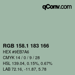カラーコード: RGB 158.1 183 166 | qconv.com