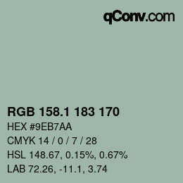 カラーコード: RGB 158.1 183 170 | qconv.com