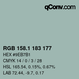 Color code: RGB 158.1 183 177 | qconv.com